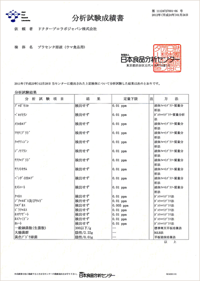 分析試験成績書