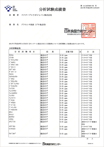 分析試験成績書